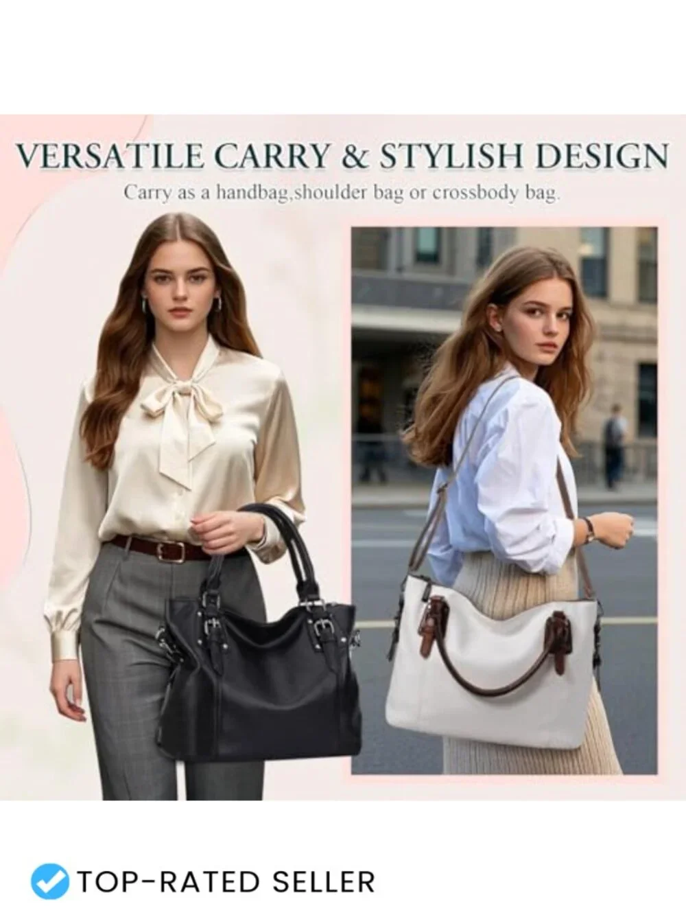 VX VONXURY Faux Leather Hobo Bag Satchel Shoulder Crossbody Tote Purse